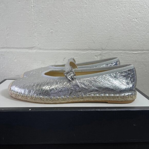 Michael Kors Lynn Metallic Leather Ballet Espadrille Flat Shoes Women's 8.5 M - Picture 4 of 10